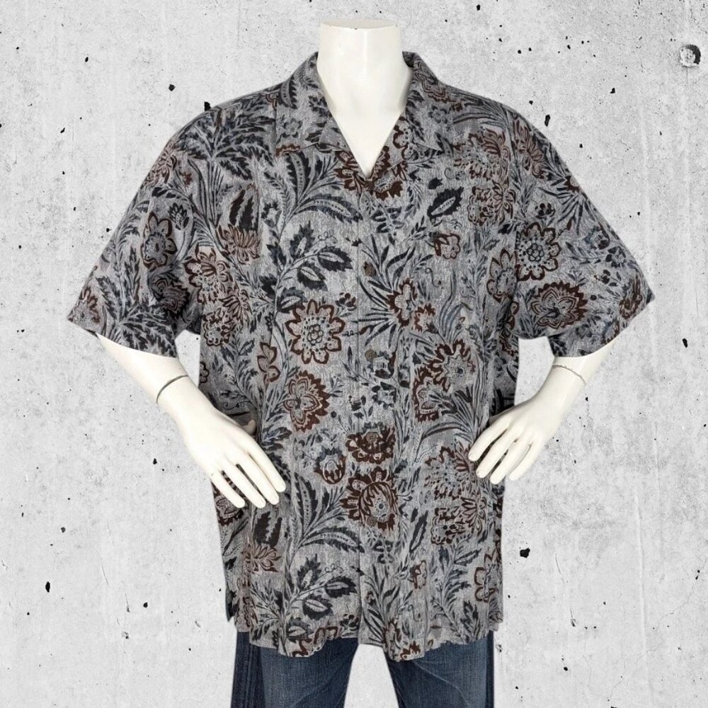 Tommy Bahama Hawaiian Shirt Size 3XL XXXL Floral Pattern Silk